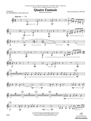 Quatre Fantasie: (wp) 3rd B-flat Trombone T.C.