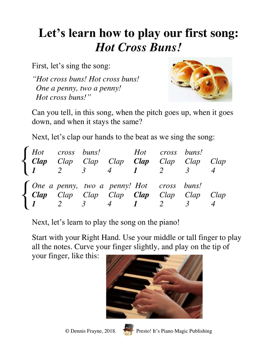 Hot Cross Buns (black key notation) Piano, Vocal scores gallery preview page 1