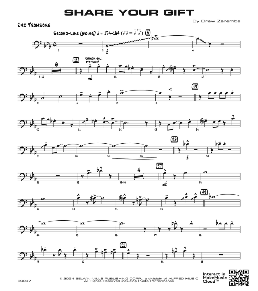 Share Your Gift: 2nd Trombone Trombone scores gallery preview page 1