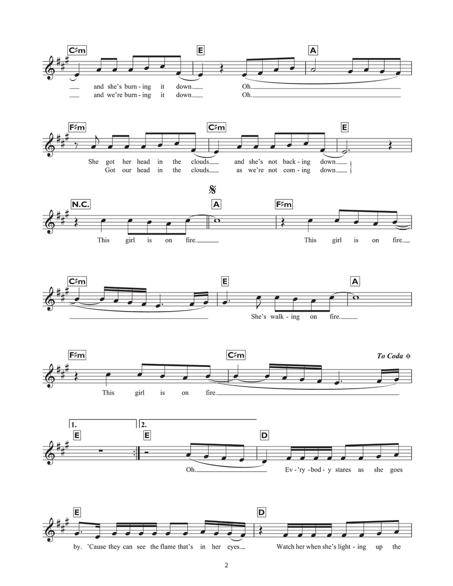 Girl On Fire Piano Solo scores gallery preview page 2