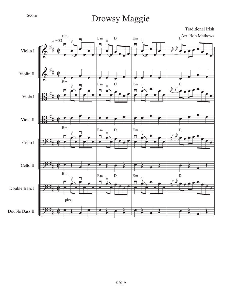 Drowsy Maggie for strings String Quartet scores gallery preview page 1