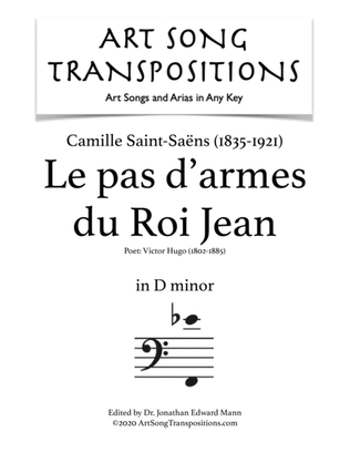 Book cover for SAINT-SAËNS: Le pas d'armes du Roi Jean (transposed to D minor)