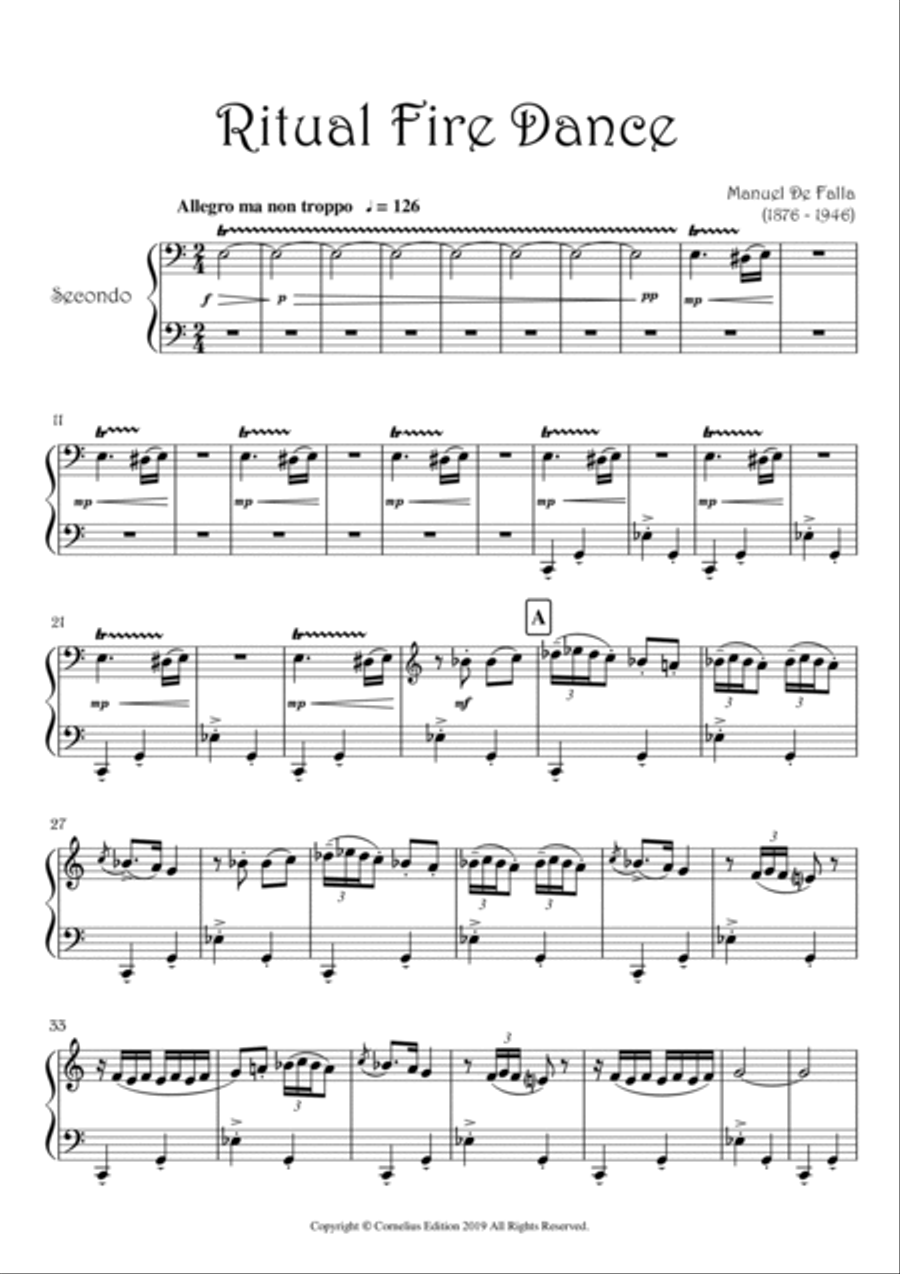 Ritual Fire Dance El Amor Brujo Manuel De Falla Piano 4 Hands Piano Method scores gallery preview page 4