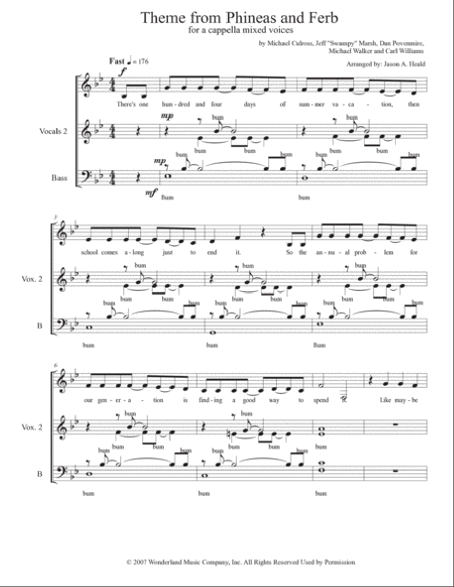 Phineas And Ferb Theme 4-Part scores gallery preview page 3