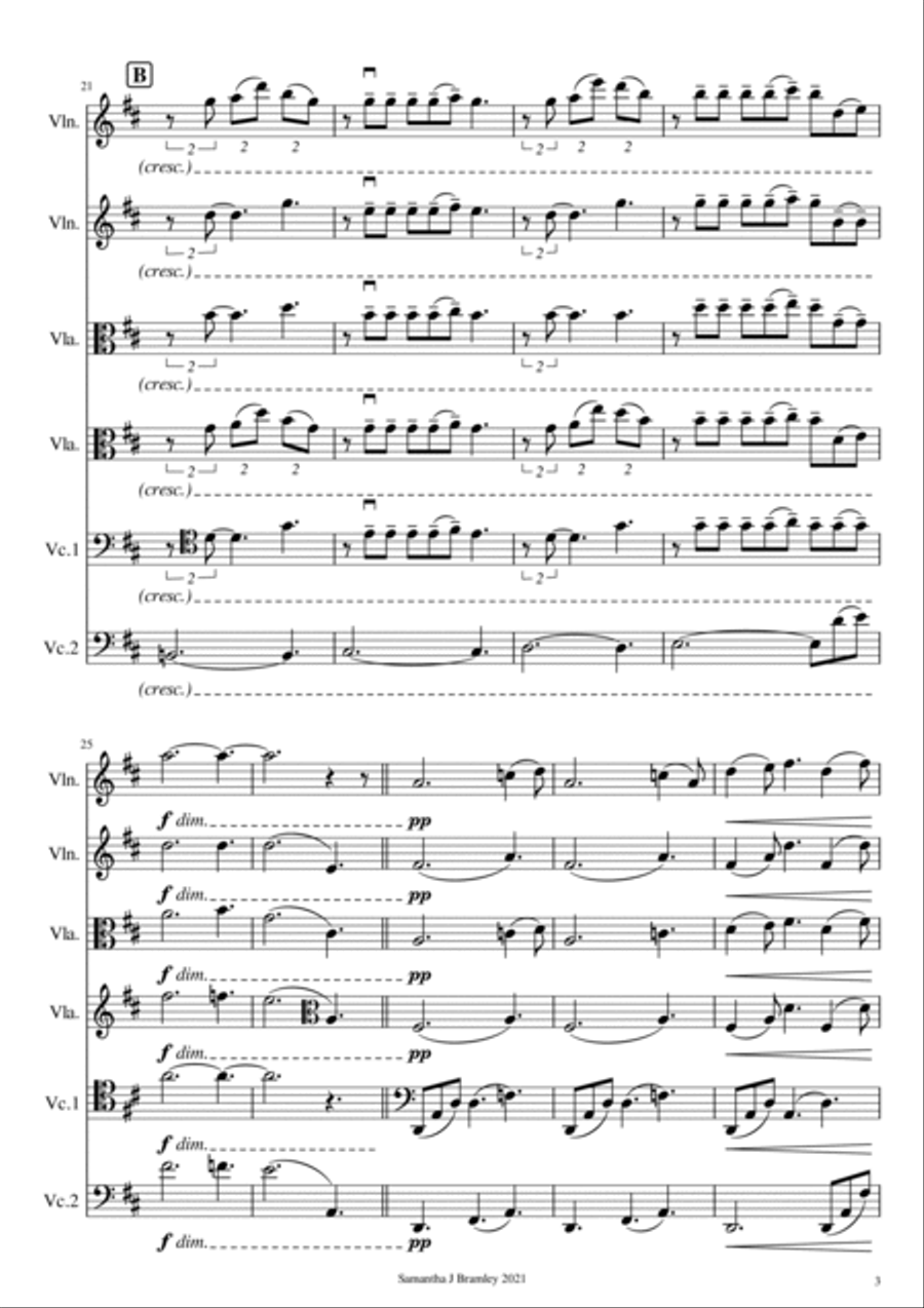 Clair de Lune by Claude Debussy for string sextet Cello scores gallery preview page 3