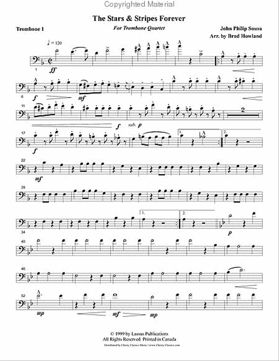 Stars and Stripes Forever Trombone Quartet scores gallery preview page 4