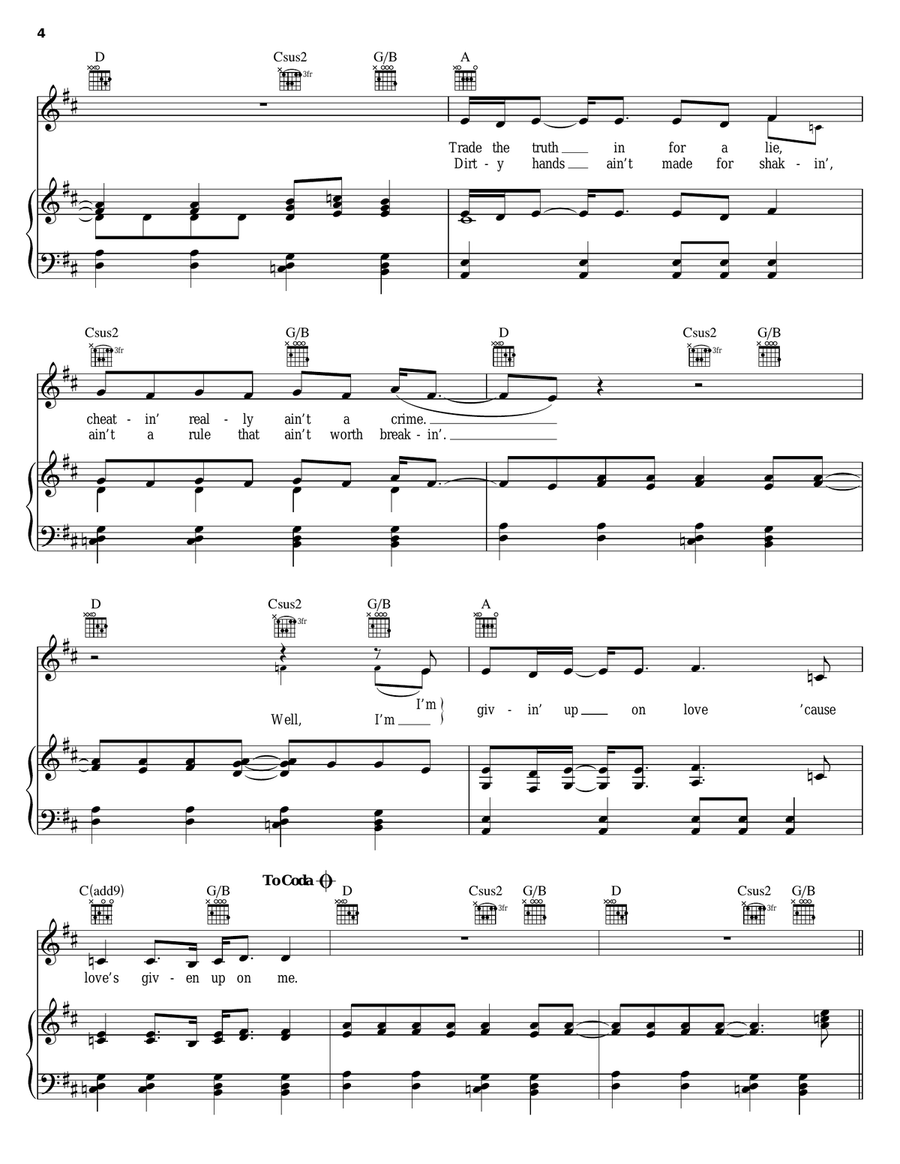 Kerosene Piano, Vocal, Guitar scores gallery preview page 4
