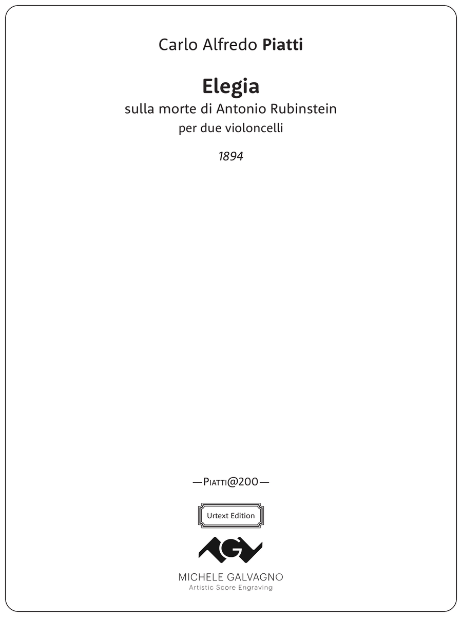 Elegia sulla morte di Antonio Rubinstein per due violoncelli String Duet scores gallery preview page 1