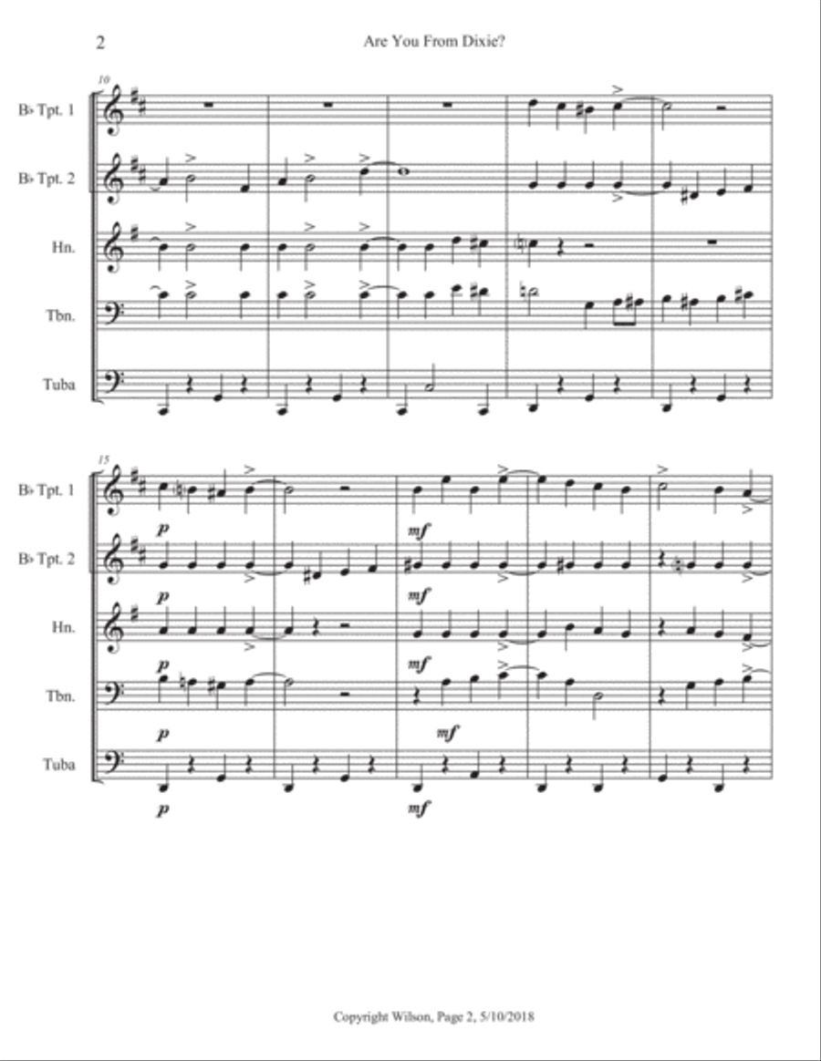 Are You From Dixie? Brass Quintet scores gallery preview page 3