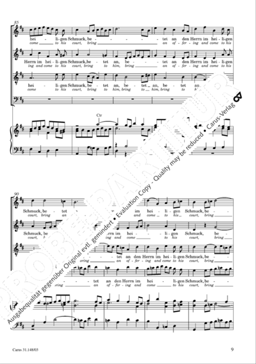 Give to the Lord glory due the Master (Bringet dem Herrn Ehre seines Namens) 4-Part scores gallery preview page 10