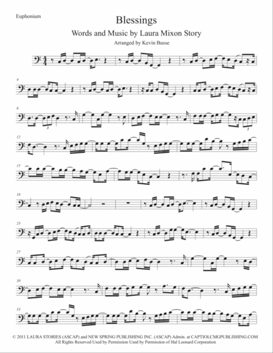 Blessings Euphonium scores gallery preview page 1