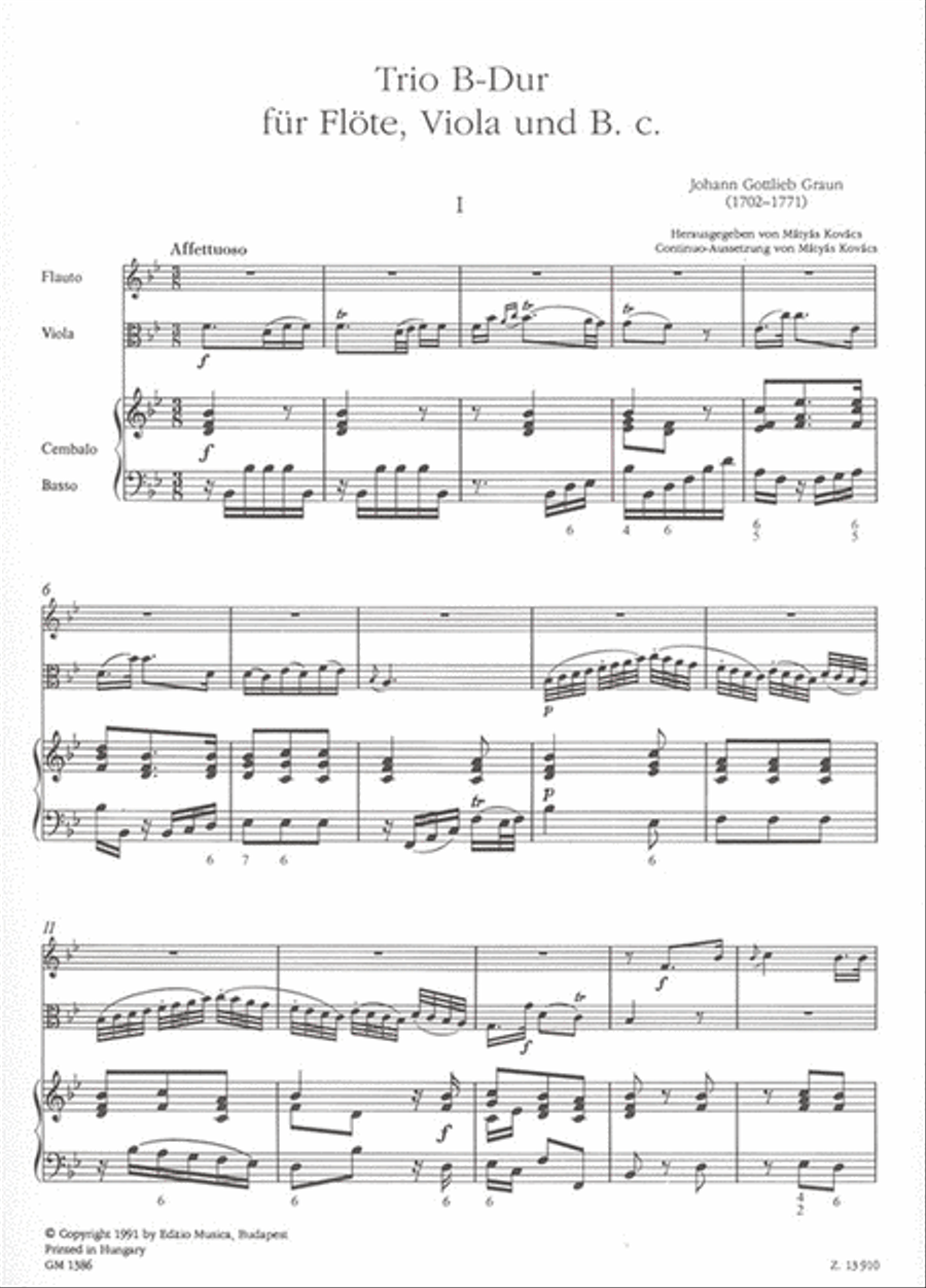Trio B-Dur für Flote, Viola und Basso Continuo Flute scores gallery preview page 2