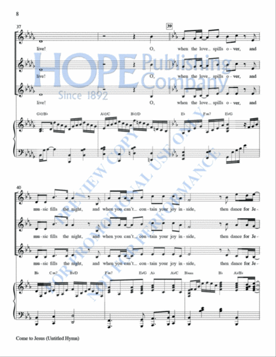 Come to Jesus (Untitled Hymn) Women's Choir scores gallery preview page 9