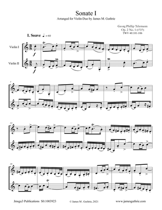 Telemann: Sonata Op. 2 No. 1 for Violin Duo