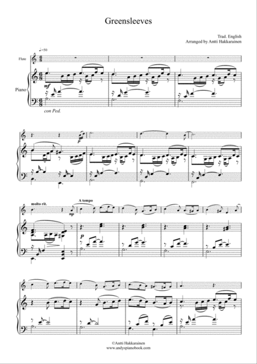 Greensleeves - Flute & Piano Greensleeves - Flute & Piano Flute Solo scores gallery preview page 2
