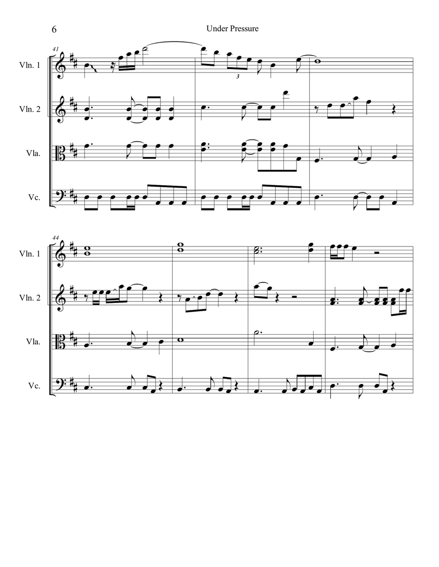 Under Pressure String Quartet scores gallery preview page 6
