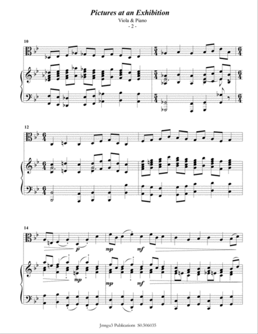 Mussorgsky: Pictures at an Exhibition for Viola & Piano Viola scores gallery preview page 2
