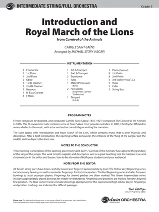Book cover for Introduction and Royal March of the Lions (from Carnival of the Animals): Score