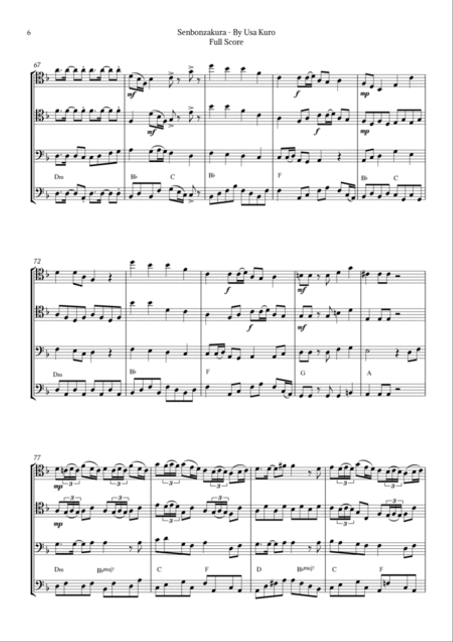 Senbonzakura String Quartet scores gallery preview page 6