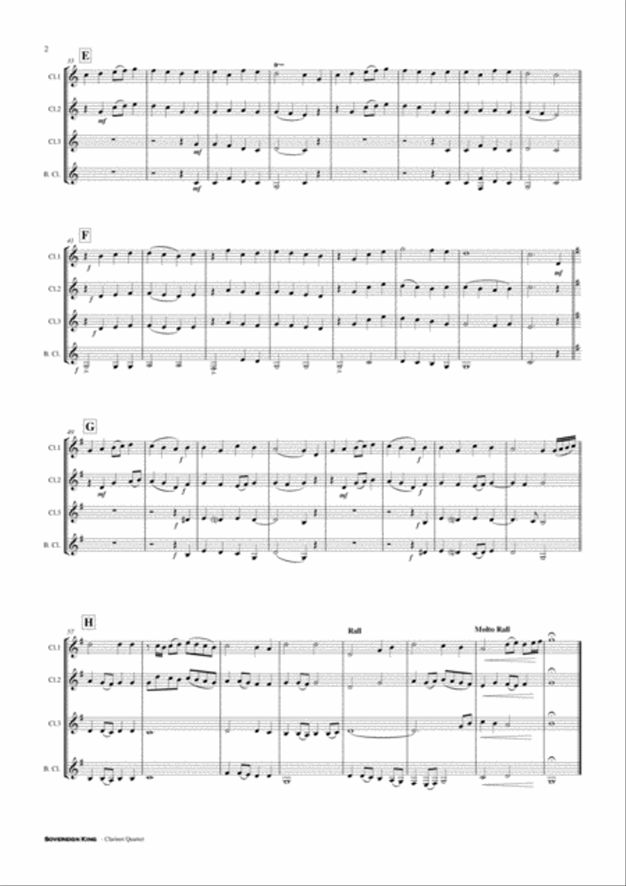 Sovereign King - Clarinet Quartet Score and Parts PDF image number null