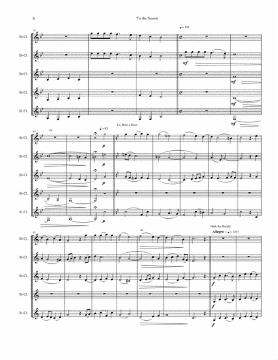 Tis the Season - A Christmas Medley for Clarinets Woodwind Ensemble scores gallery preview page 6