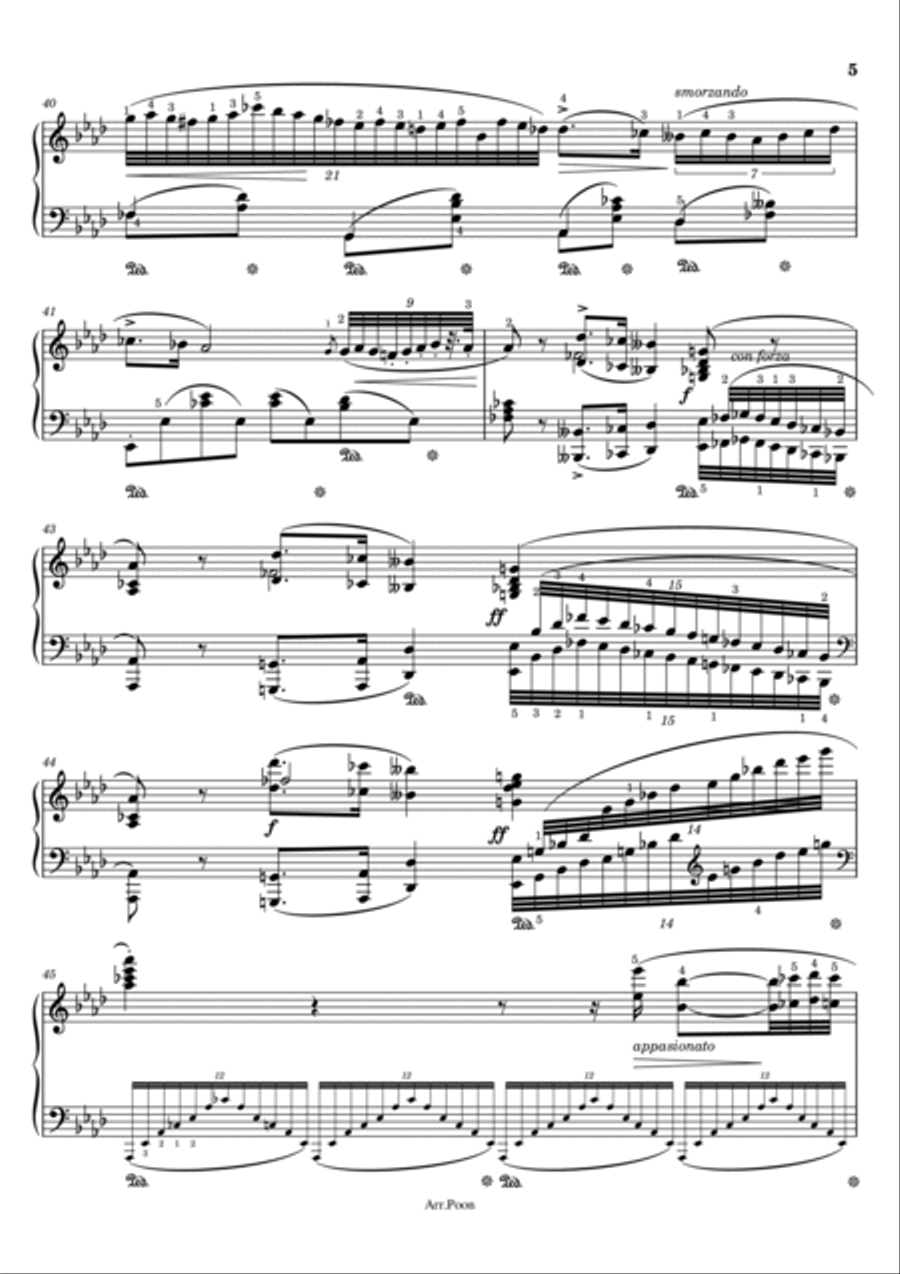 Chopin - Piano Concerto No. 2 Op.21 In F Minor II.Larghetto - Original With Fingering For Piano Solo Piano Solo scores gallery preview page 5