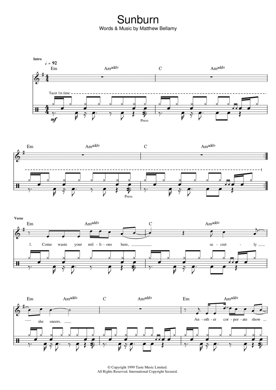 Sunburn Piano scores gallery preview page 1