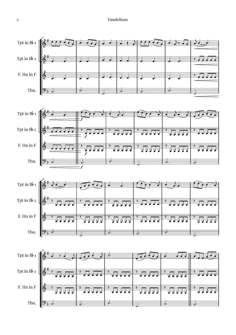 Dandelions Brass Quartet scores gallery preview page 2