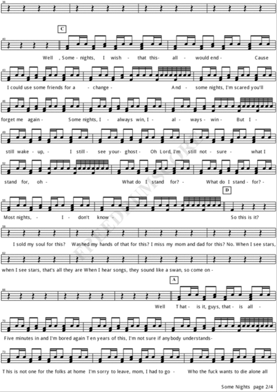 Some Nights Some Nights Drum Set scores gallery preview page 2