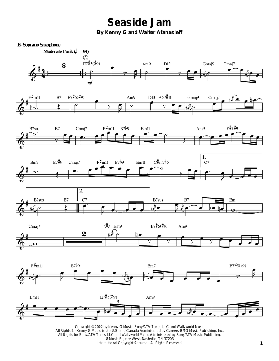 Seaside Jam Seaside Jam Soprano Saxophone scores gallery preview page 1