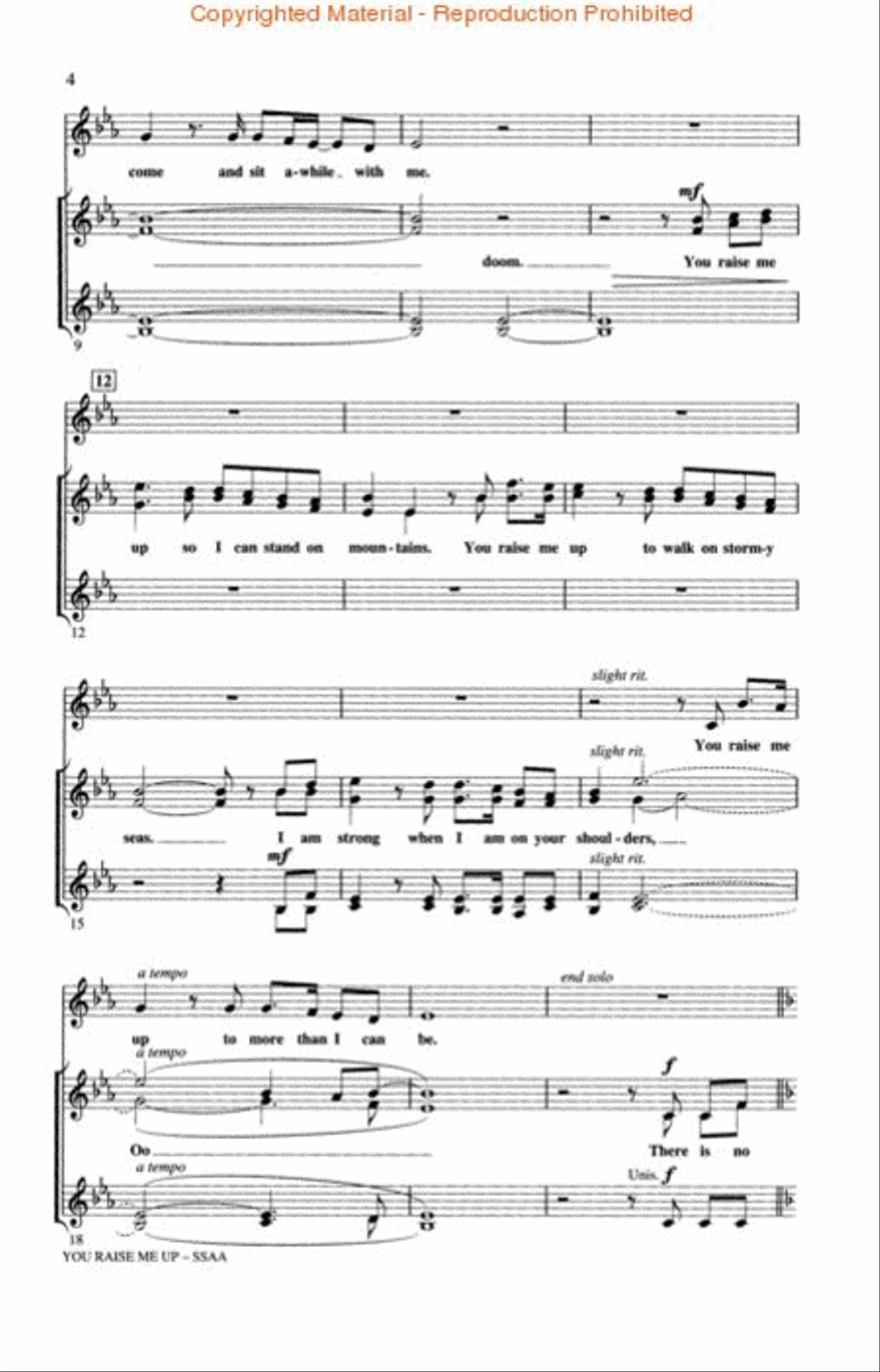 You Raise Me Up SSAA scores gallery preview page 3