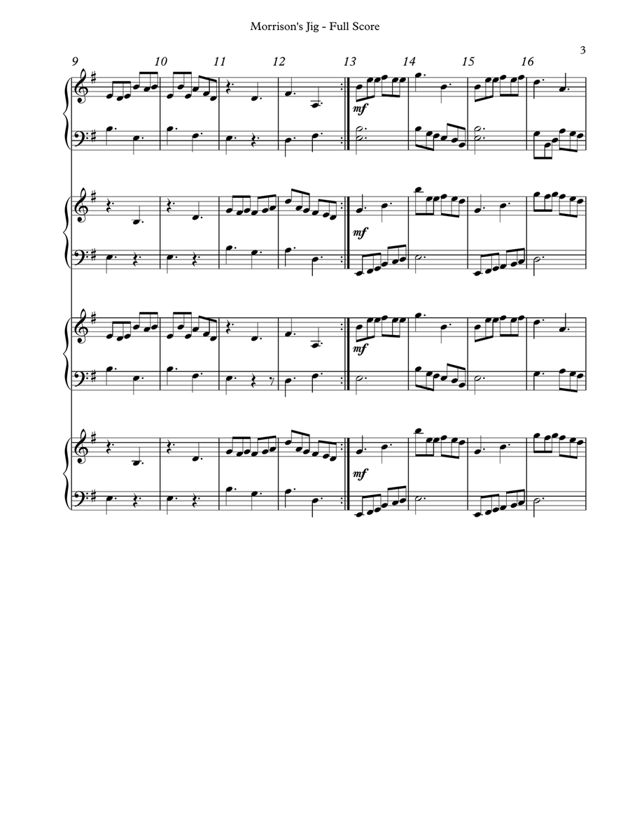 Morrison's Jig, Multi-Level Duet for Harps, Conductor's Score Small Ensemble scores gallery preview page 3