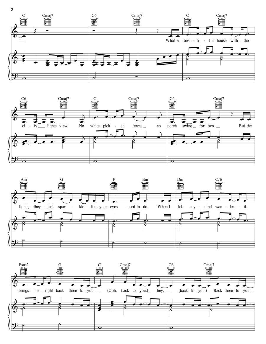 Back To You Piano, Vocal, Guitar scores gallery preview page 2