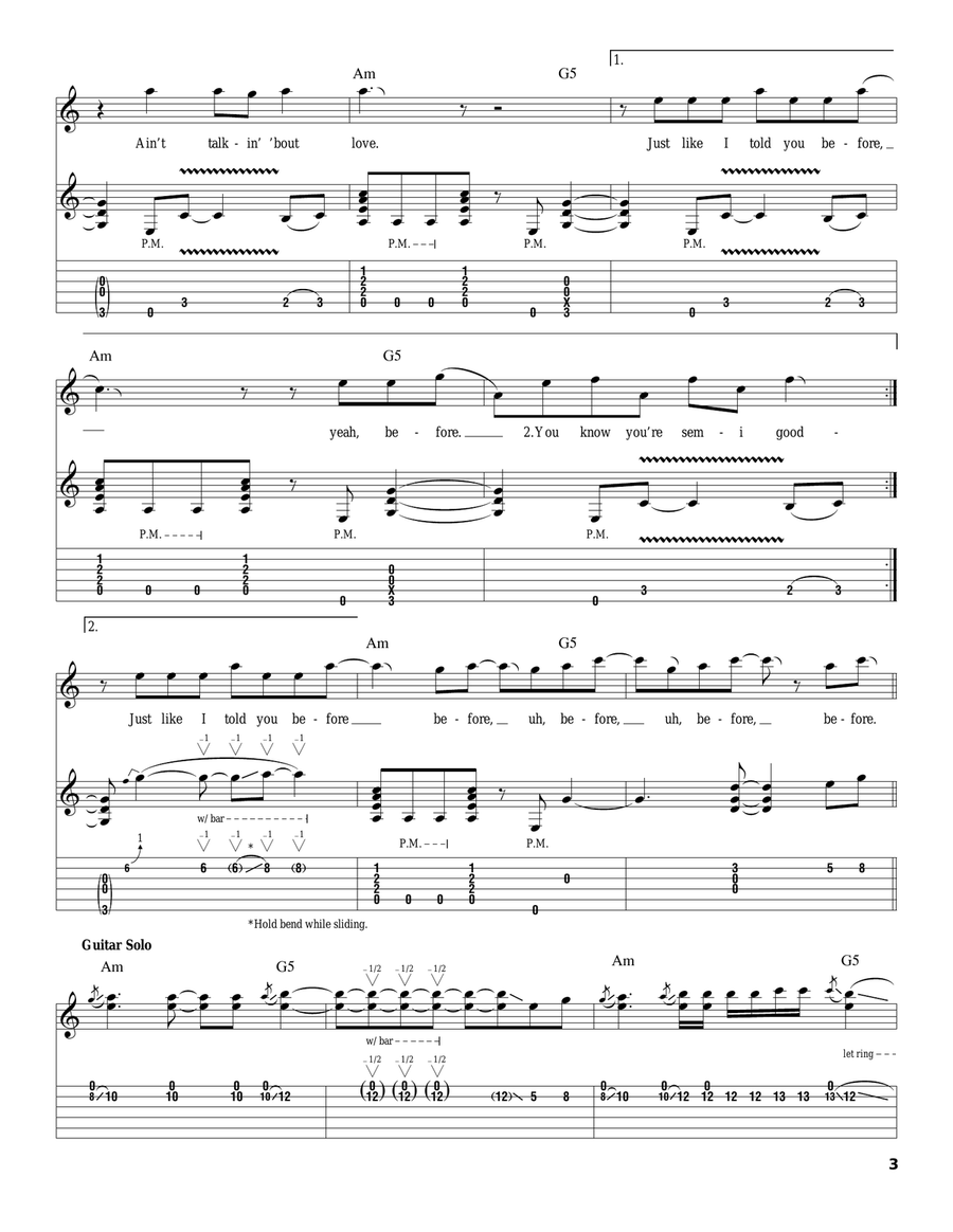 Ain't Talkin' 'Bout Love Acoustic Guitar scores gallery preview page 3