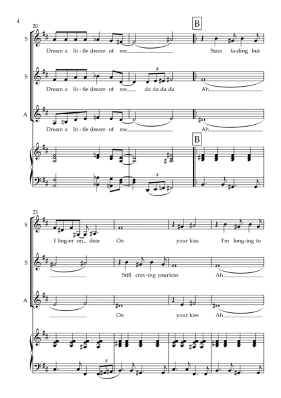 Dream A Little Dream Of Me SSA scores gallery preview page 5