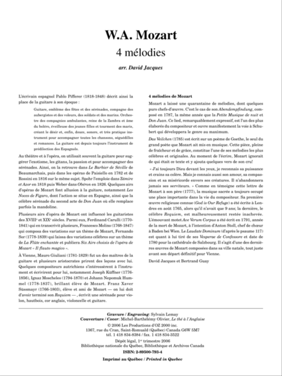4 mélodies 4 mélodies Classical Guitar scores gallery preview page 1