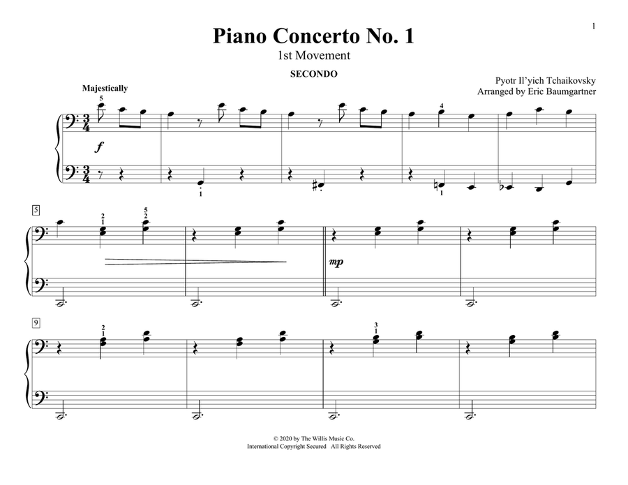 Piano Concerto No. 1 (1st Movement) (arr. Eric Baumgartner) Piano scores gallery preview page 1