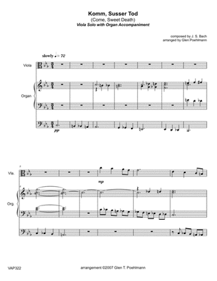 KOMM, SUSSER TOD (J.S. Bach BWV478) - VIOLA SOLO with Organ Accompaniment
