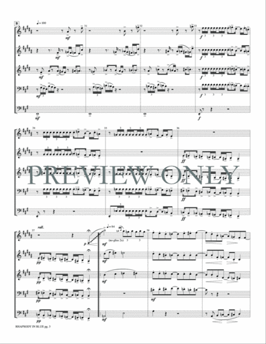 Rhapsody in Blue Rhapsody in Blue Brass Quintet scores gallery preview page 5