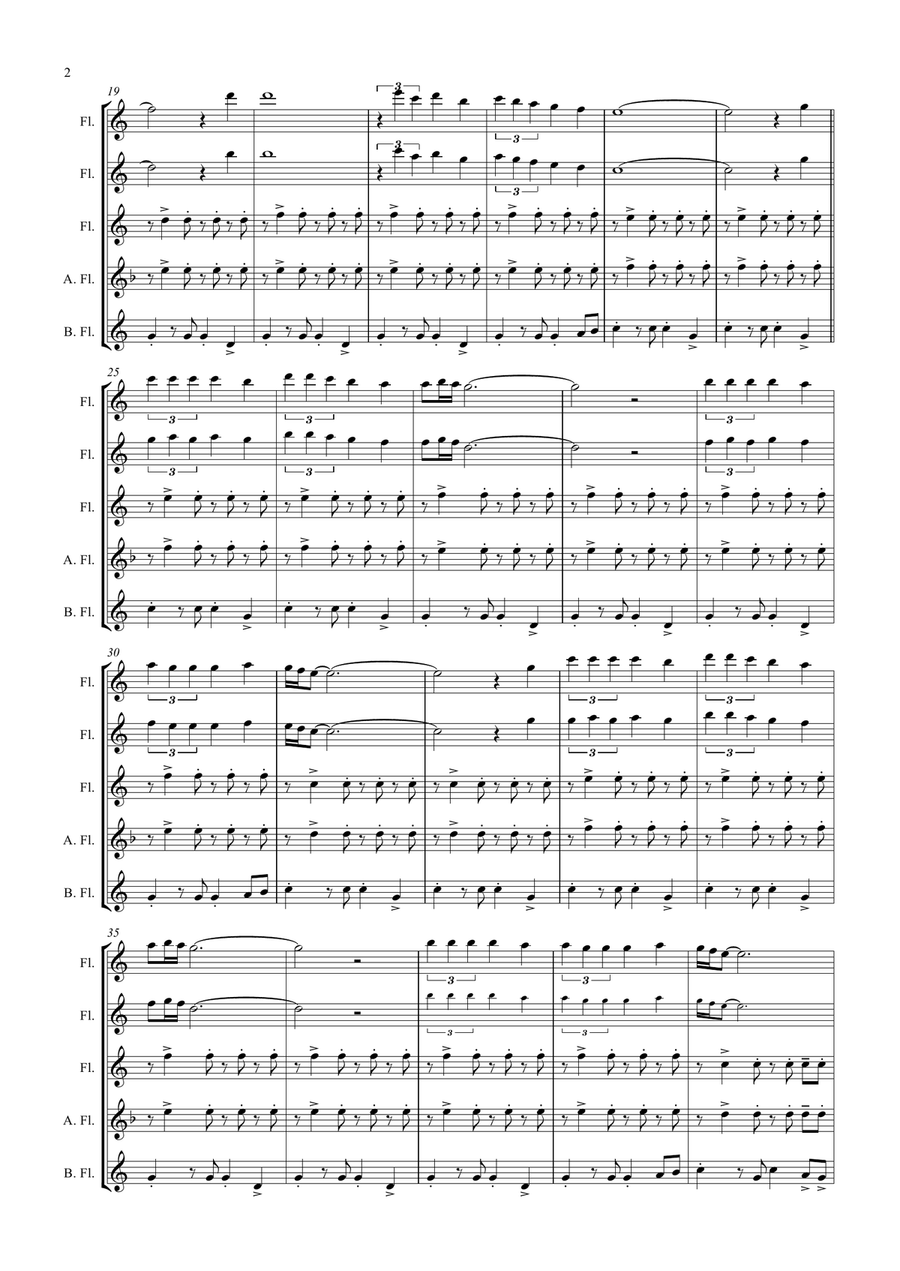 La Paloma - Spanish Habanera - Flute Quintet Woodwind Ensemble scores gallery preview page 2