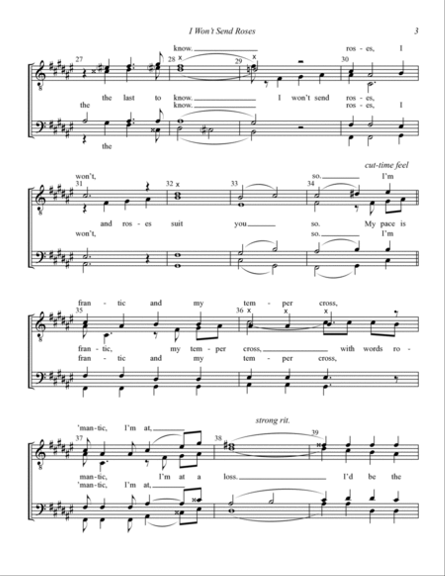 I Won't Send Roses (from Mack & Mabel) (arr. Theodore Hicks) TTBB scores gallery preview page 3