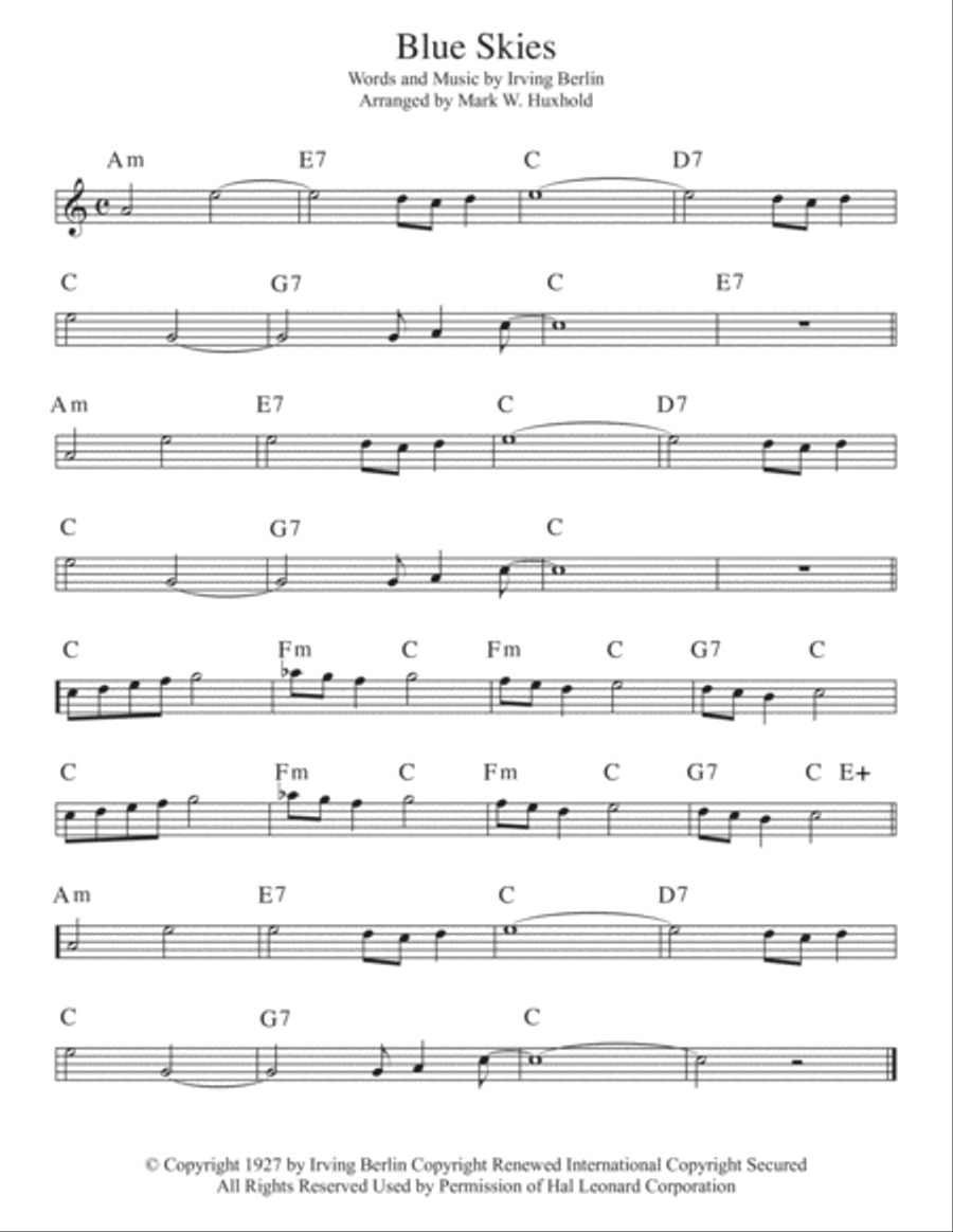 Blue Skies Piano scores gallery preview page 4