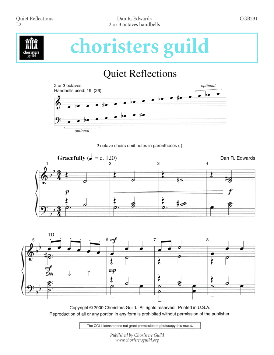 Quiet Reflections Quiet Reflections Handbell Choir scores gallery preview page 1
