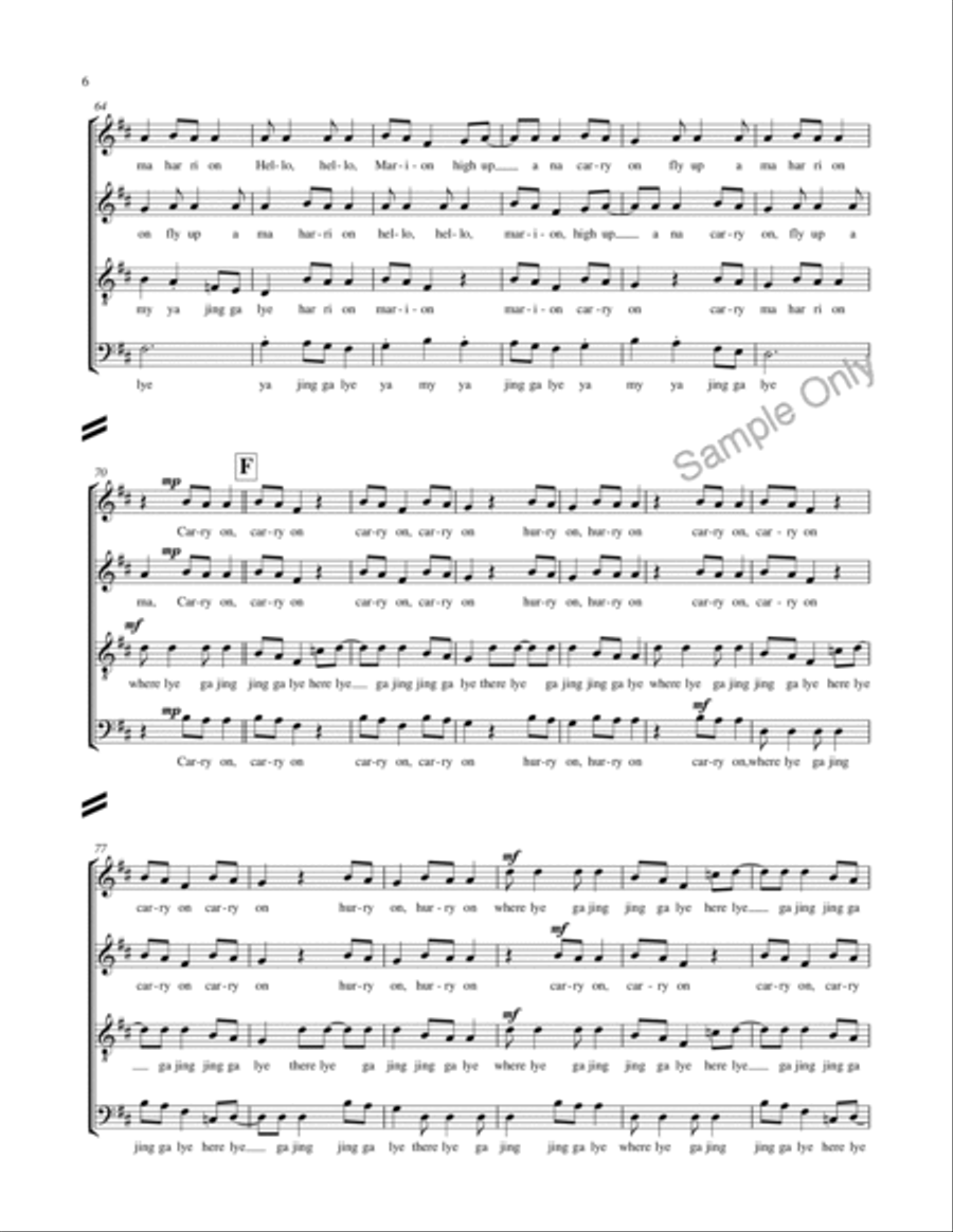 Jing Ga Lye Ya 4-Part scores gallery preview page 6