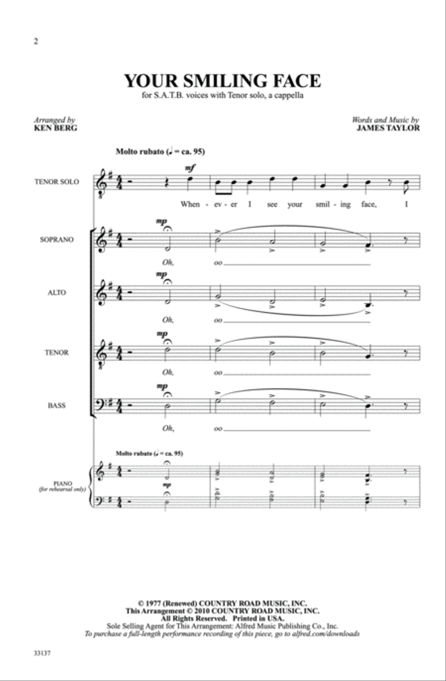 Your Smiling Face 4-Part scores gallery preview page 2