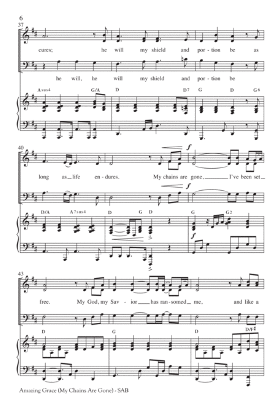 Amazing Grace (My Chains Are Gone) 3-Part scores gallery preview page 7