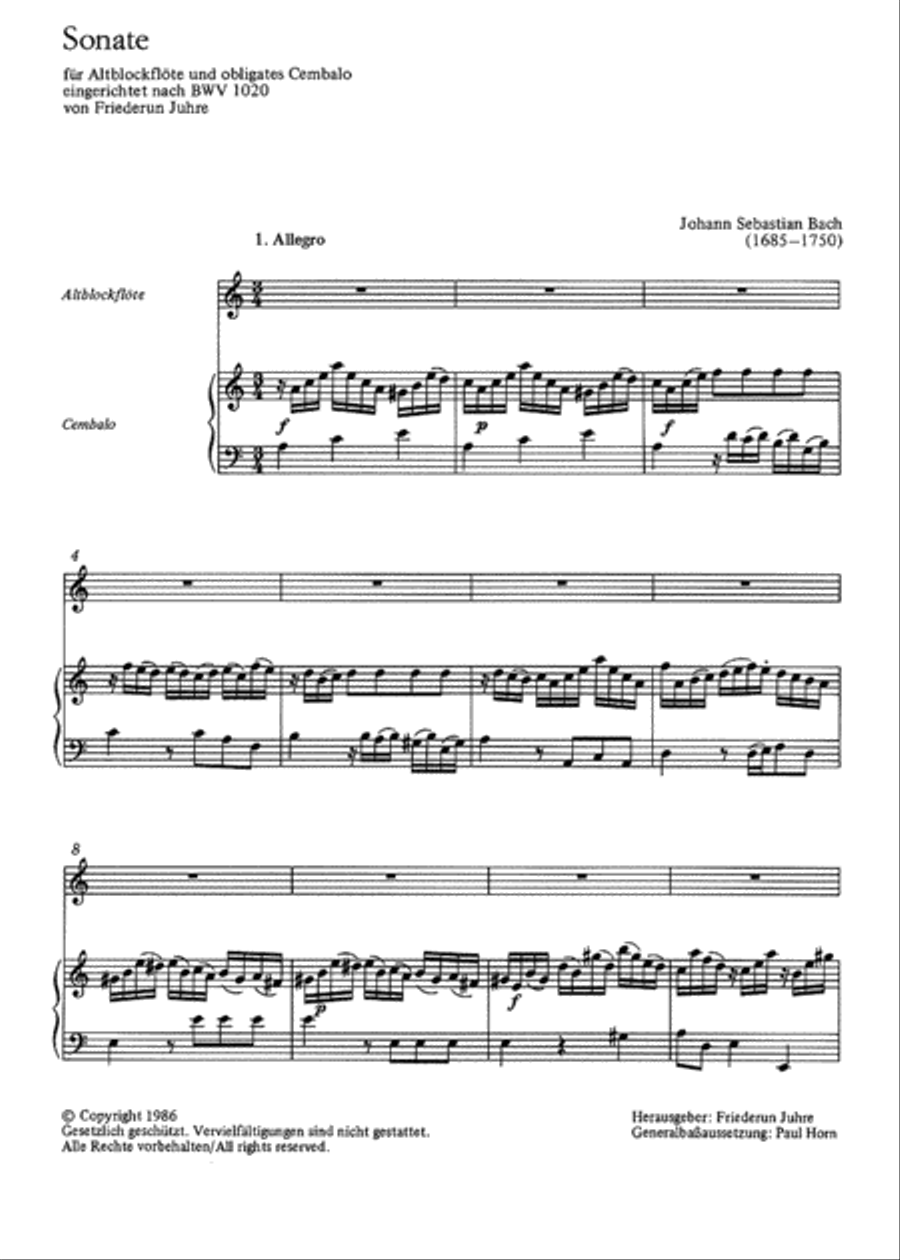 Sonata in G minor Recorder scores gallery preview page 1