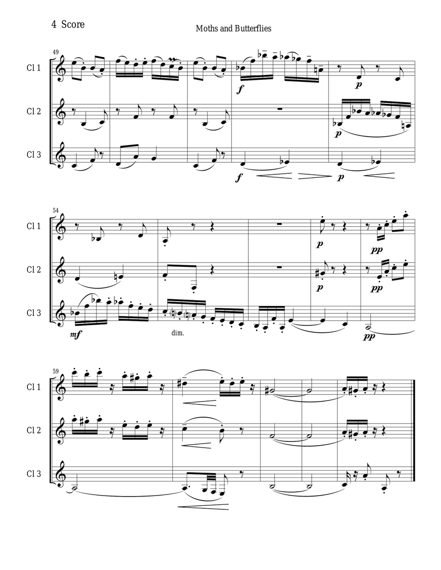 Moths and Butterflies by Elgar for clarinet trio Clarinet Trio scores gallery preview page 4