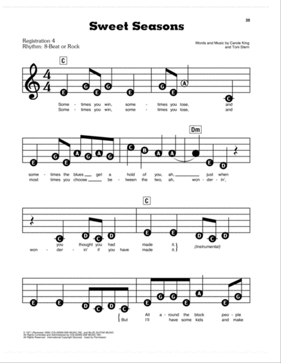 Sweet Seasons Electronic Keyboard scores gallery preview page 1