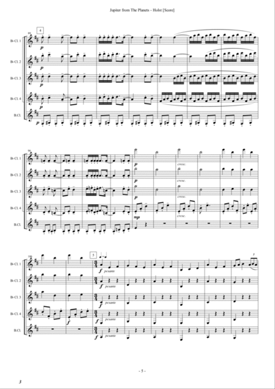 Jupiter from The Planets Woodwind Ensemble scores gallery preview page 5